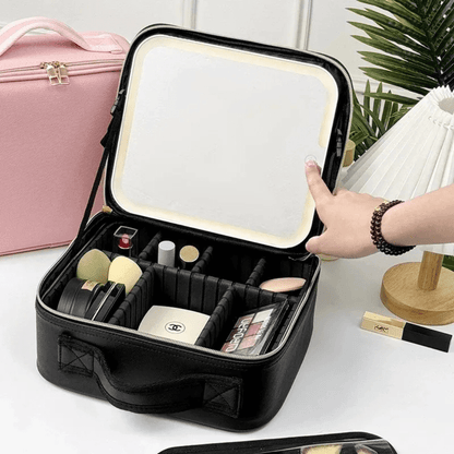 Trousse Cosmétique de Voyage avec Miroir LED - Glamour Box