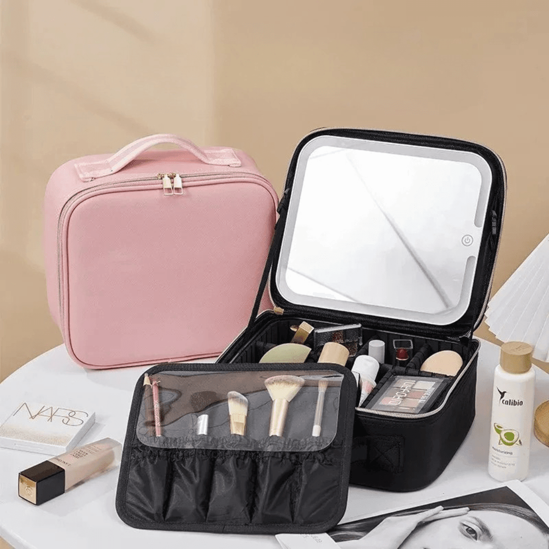 Trousse Cosmétique de Voyage avec Miroir LED - Glamour Box